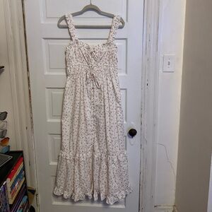 Storia Floral Print Dress with Pink and Green Accents